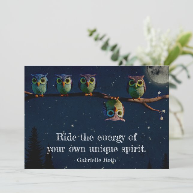 Owl That's Different With Unique Quote Collage Note Card (Standing Front)