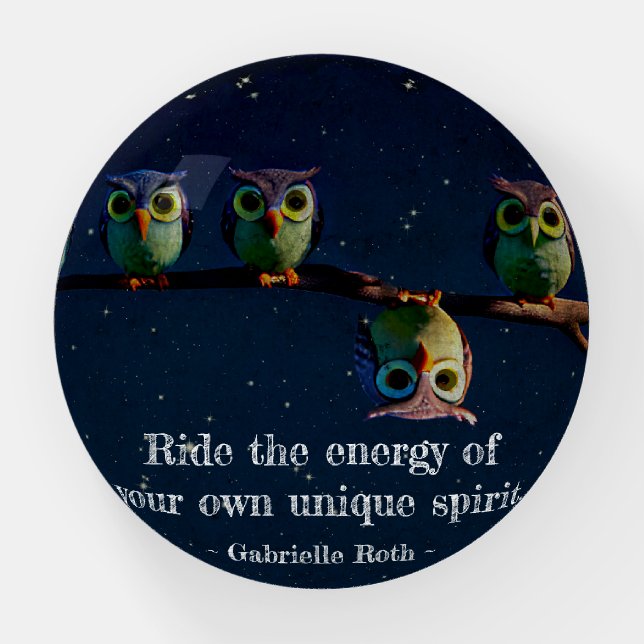 Owl That's Different With Unique Quote Collage Paperweight (Front)