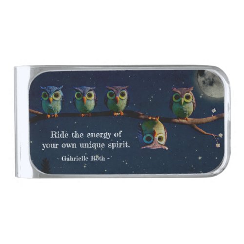 Owl Thats Different With Unique Quote Collage Silver Finish Money Clip