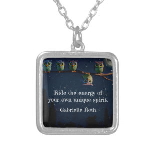 Owl That's Different With Unique Quote Collage Silver Plated Necklace
