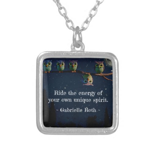 Owl Thats Different With Unique Quote Collage Silver Plated Necklace