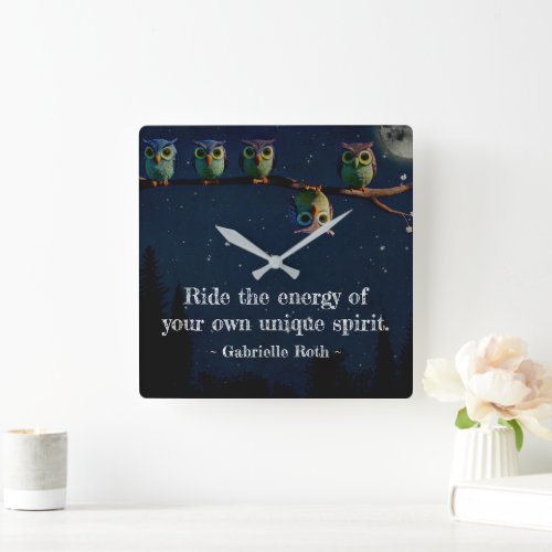 Owl Thats Different With Unique Quote Collage Square Wall Clock