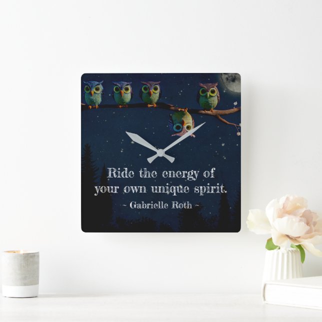 Owl That's Different With Unique Quote Collage Square Wall Clock (Home)