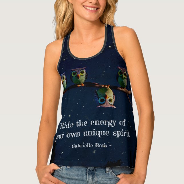 Owl That's Different With Unique Quote Collage Tank Top (Front)
