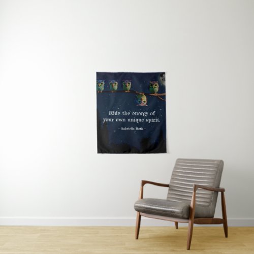 Owl Thats Different With Unique Quote Collage Tapestry