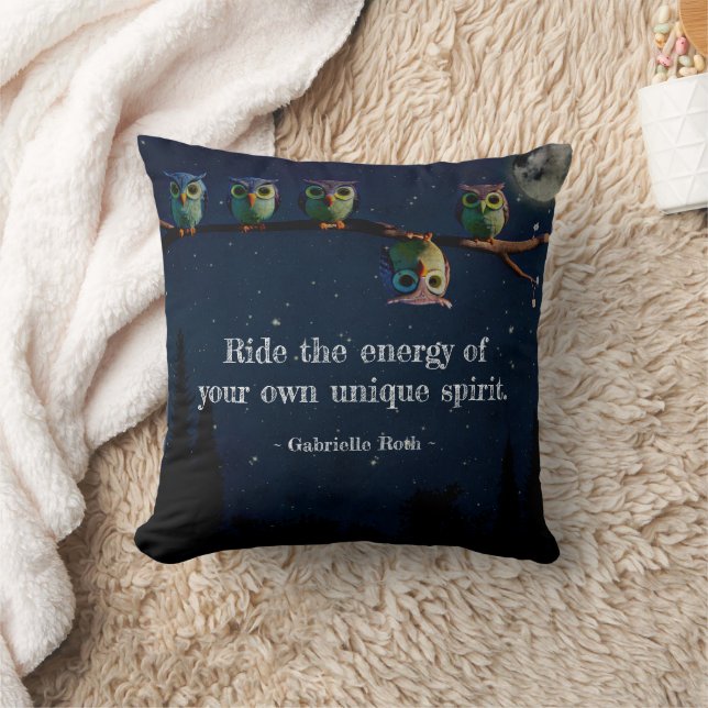 Owl That's Different With Unique Quote Collage Throw Pillow (Blanket)