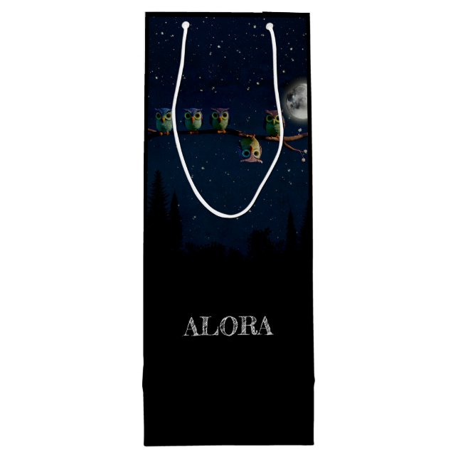 Owl That's Different With Unique Quote Collage Wine Gift Bag (Back)