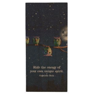 Owl That's Different With Unique Quote Collage Wood Flash Drive