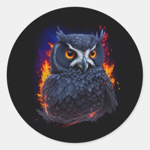 Owl The Night Bird Classic Round Sticker