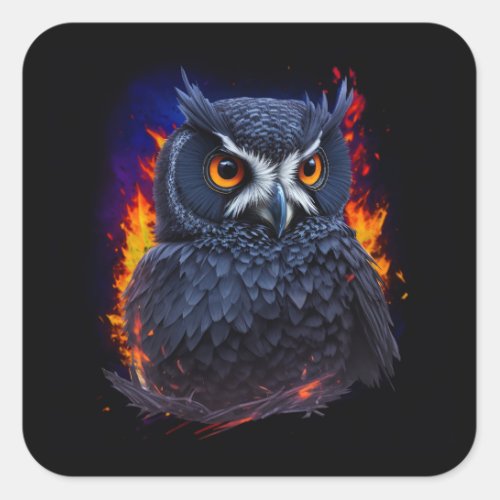 Owl The Night Bird Square Sticker