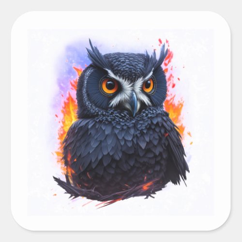 Owl The Night Bird Square Sticker