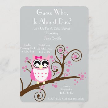 Owl Theme Baby Shower Invitation by Cardinal_Corner at Zazzle