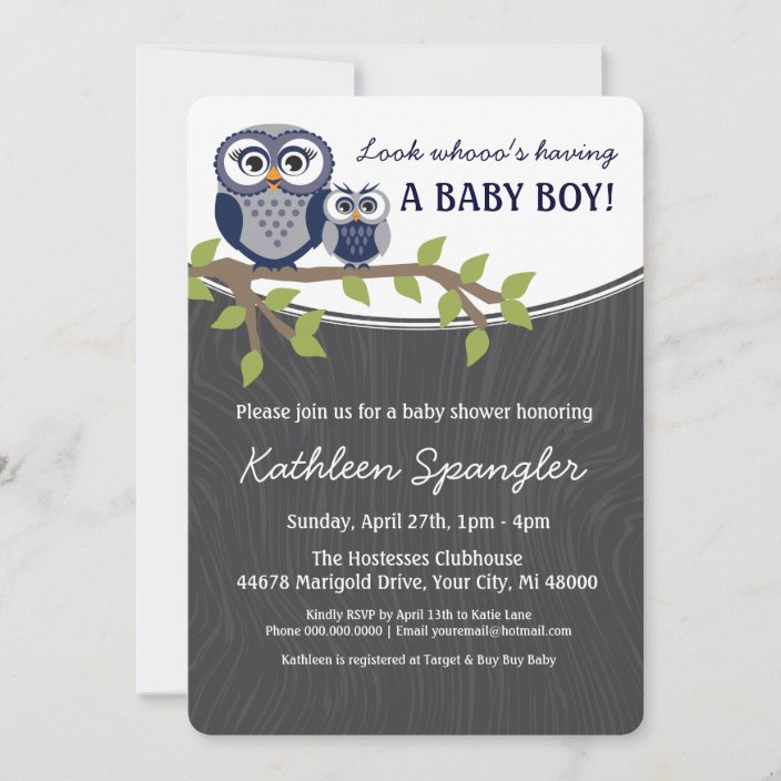 Owl Theme Baby Shower Invitation Zazzle Com