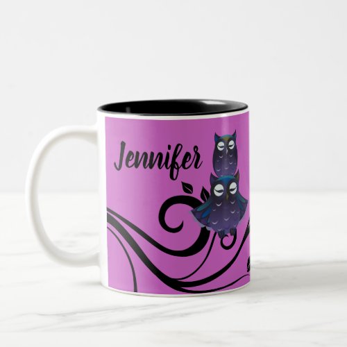 Owl Theme Purple iPhone Cup Coffee Mug Custom