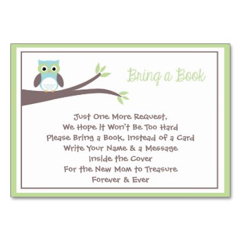Owl Themed Baby Shower Card- Bring A Book by AestheticJourneys at Zazzle