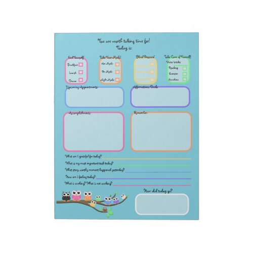 OWL Together Now Daily Self Care Notepad