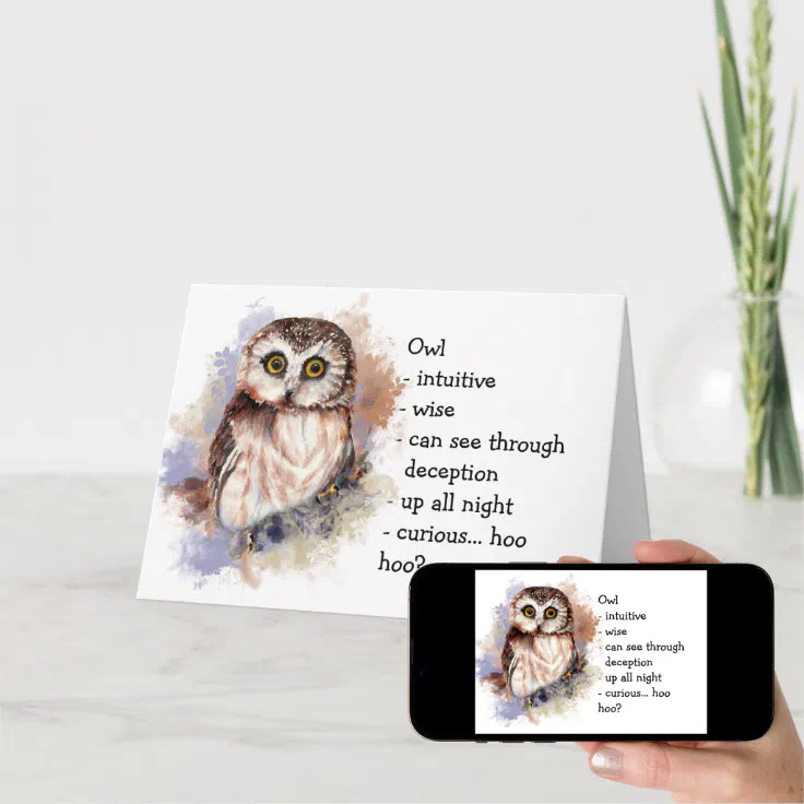 Owl Totem, Animal Guide Funny Birthday Card | Zazzle