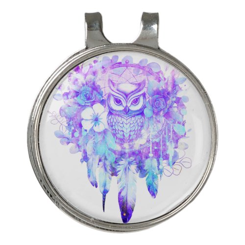 Owl Totem Dreamcatcher Floral Feather Purple Golf Hat Clip