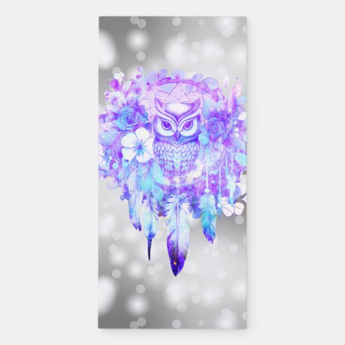 Owl Totem Dreamcatcher Floral Feather Purple Grey Magnetic Notepad