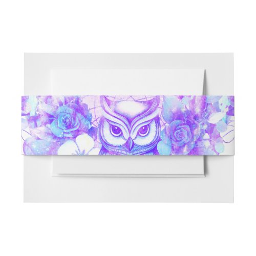 Owl Totem Dreamcatcher Floral Feather Purple Invitation Belly Band