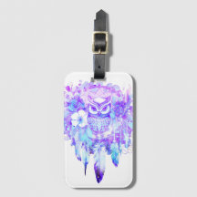 Owl Totem Dreamcatcher Floral Feather Purple Tint