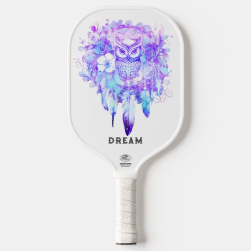 Owl Totem Dreamcatcher Floral Feather Purple Tint Pickleball Paddle