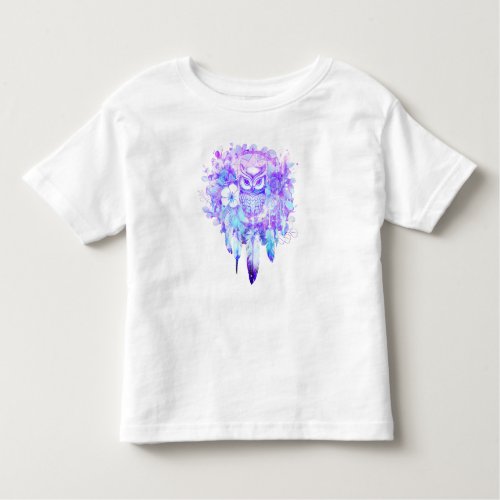 Owl Totem Dreamcatcher Floral Feather Purple Tint Toddler T_shirt