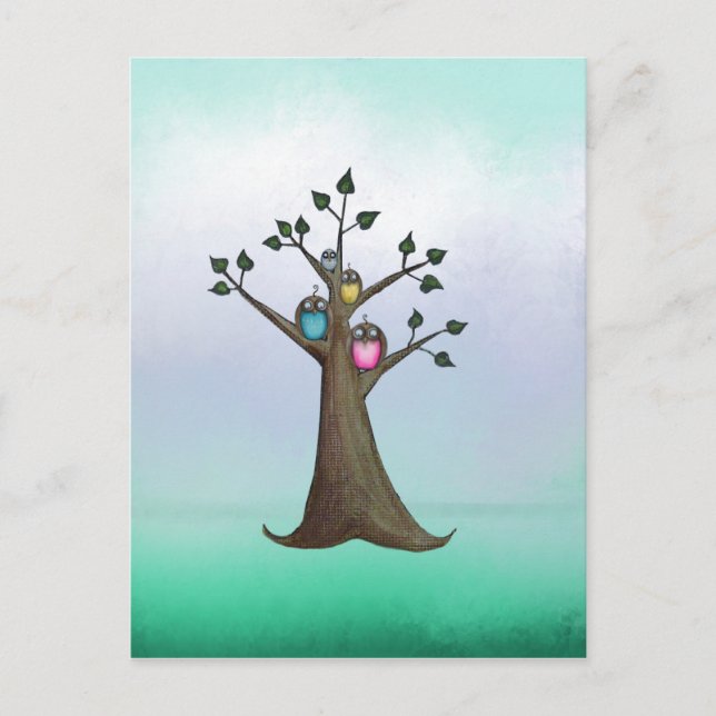 Owl Tree Art Postcard (Front)