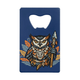 Owl Tribal Warrior Credit Card Bottle Opener