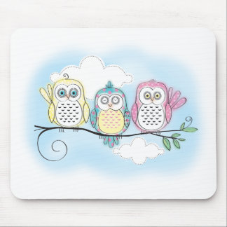 Owl Trio Mouse Pad