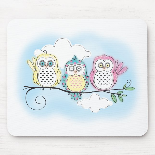 Owl Trio Mouse Pad (Front)