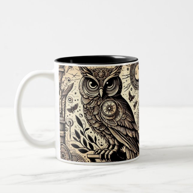 owl  Two-Tone coffee mug (Left)
