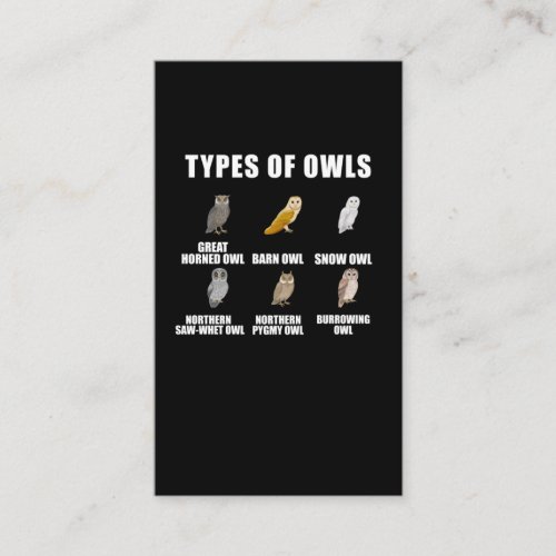 Owl Types Snow Barn Birdwatching Love Birds Business Card