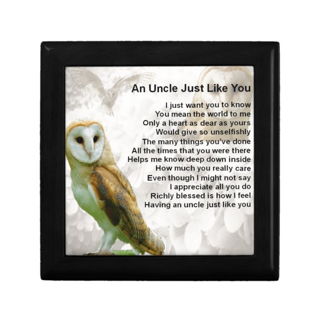 Owl  - Uncle Poem Keepsake Box (Front)