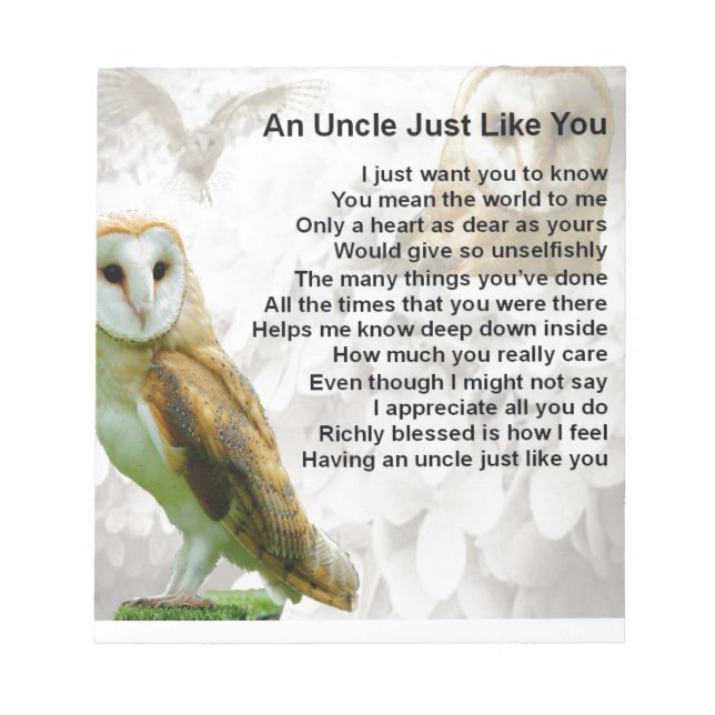 Owl  - Uncle Poem Notepad (Front)