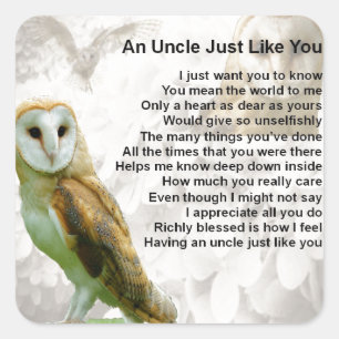 Owl  - Uncle Poem Square Sticker