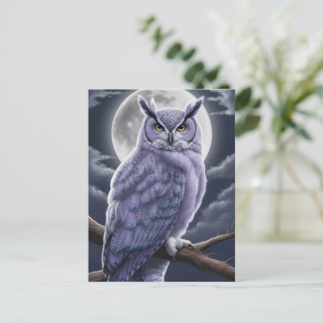 Owl Under Moonlight Postcard (Standing Front)