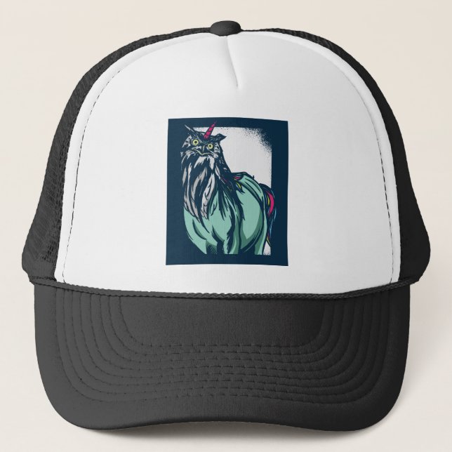 Owl Unicorn Trucker Hat (Front)