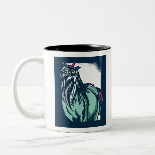 Owl Unicorn Two-Tone Coffee Mug (Left)