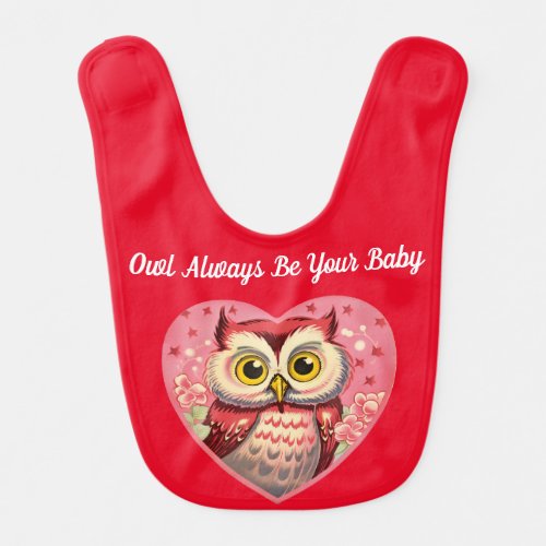 Owl Valentine Baby Bib