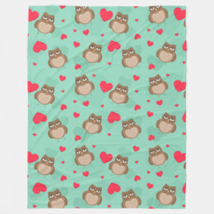 Owl Valentine's Day Fleece Blanket