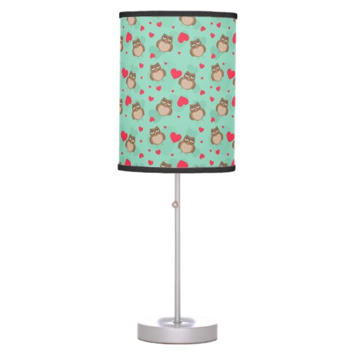 Owl Valentines Day Table Lamp