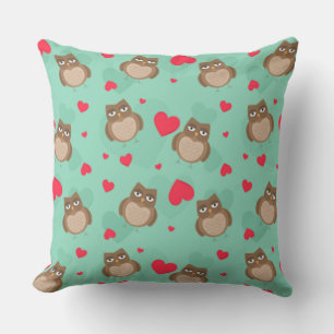 Owl Valentine's Day Throw Pillow