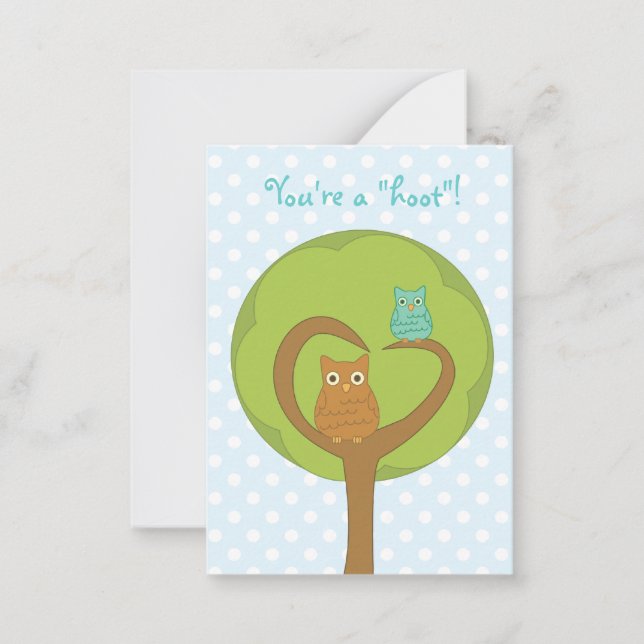Owl Valentines Note Card (Front)