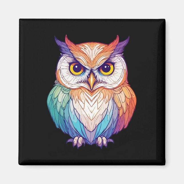 Owl Vector Art with Vibrant Colors Magnet (Front)