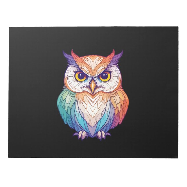 Owl Vector Art with Vibrant Colors Notepad (Front)