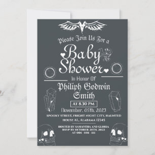 Owl Vintage Elegant Gothic, Halloween Baby Shower Invitation