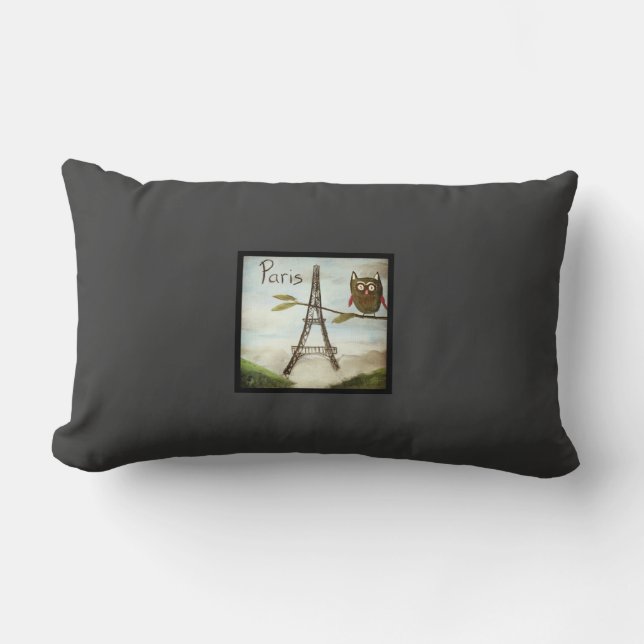 Owl Visits Paris, Part Deux- the Lumbar Support! Pillow (Front)