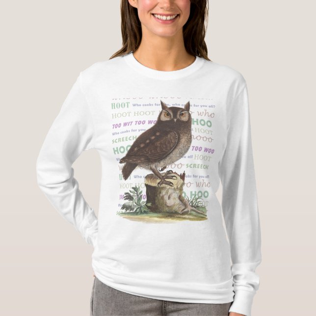 Owl Watcher's Shirt with Owl Sounds, Screech Owl (Front)