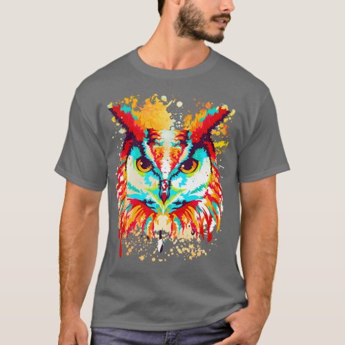 Owl Water Color Art Design Bird T_Shirt